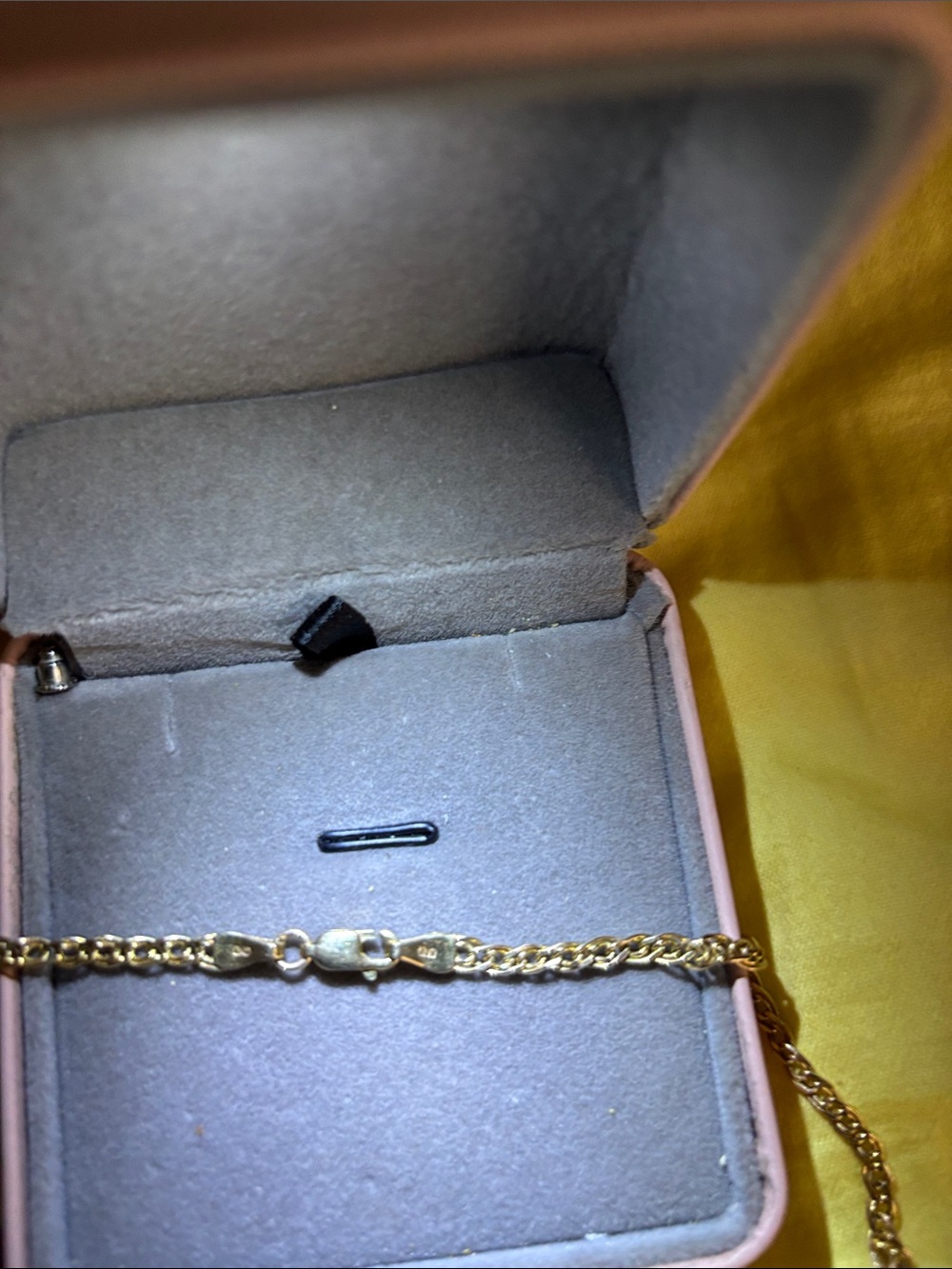 14k Solid Gold Chain Necklace Diamond J Initial Pendant - Picture 4 of 6